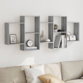 Estante de pared madera ingeniería gris Sonoma 159x18x65 cm en Estanterías | Comprar online en Foru.es