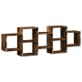 Estante de pared madera ingeniería roble ahumado 129x18x42 cm en Estanterías | Comprar online en Foru.es