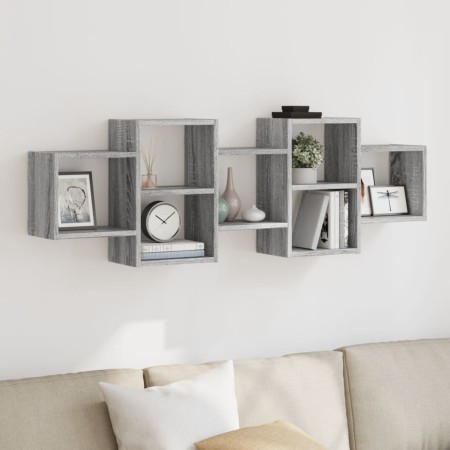 Estante de pared madera ingeniería gris Sonoma 129x18x42 cm en Estanterías | Comprar online en Foru.es