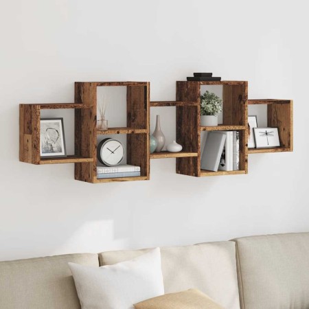 Estantería de pared madera ingeniería envejecida 129x18x42 cm en Estanterías | Comprar online en Foru.es
