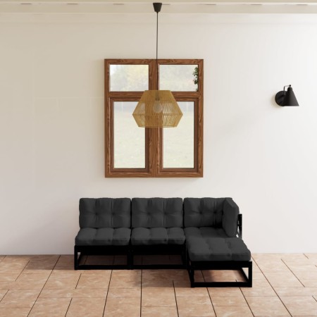 Juego de muebles de jardín 4 pzas y cojines madera pino maciza en Conjuntos de jardín | Comprar online en Foru.es