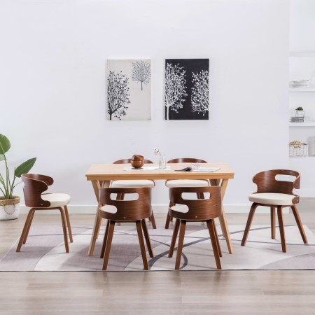 Sillas de comedor 6 uds madera curvada y cuero sintético crema de vidaXL, Sillas de comedor - Ref: Foro24-278849, Precio: 867...
