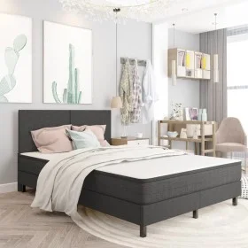 Cama box spring tela gris oscuro 160x200 m de vidaXL, Camas y somieres - Ref: Foro24-3054709, Precio: 631,68 €, Descuento: %