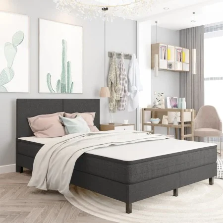 Cama box spring tela gris oscuro 160x200 m de vidaXL, Camas y somieres - Ref: Foro24-3054709, Precio: 631,68 €, Descuento: %