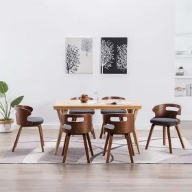 Sillas de comedor 6 unidades madera curvada y tela gris oscuro de vidaXL, Sillas de comedor - Ref: Foro24-278851, Precio: 805...