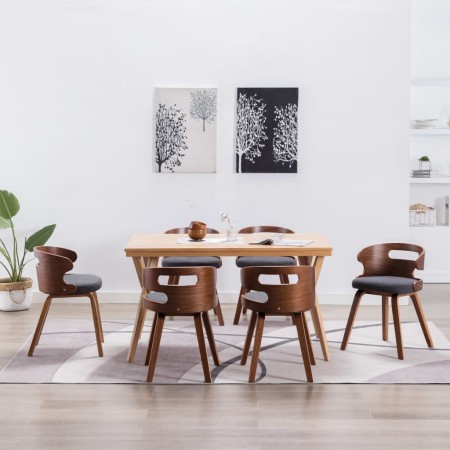 Sillas de comedor 6 unidades madera curvada y tela gris oscuro de vidaXL, Sillas de comedor - Ref: Foro24-278851, Precio: 822...