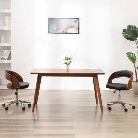 Silla de oficina giratoria madera curvada cuero sintético negro de vidaXL, Sillas de oficina - Ref: Foro24-3054842, Precio: 1...