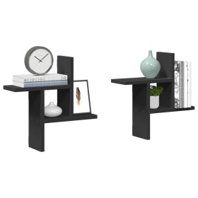 Estantes de pared 2 uds madera ingeniería negro 38x12x38 cm en Estanterías | Comprar online en Foru.es