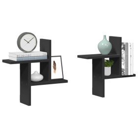 Estantes de pared 2 uds madera ingeniería negro 38x12x38 cm en Estanterías | Comprar online en Foru.es