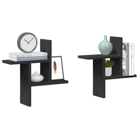 Estantes de pared 2 uds madera ingeniería negro 38x12x38 cm en Estanterías | Comprar online en Foru.es