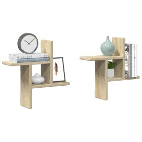 Estantes pared 2 uds madera ingeniería roble Sonoma 38x12x38 cm en Estanterías | Comprar online en Foru.es