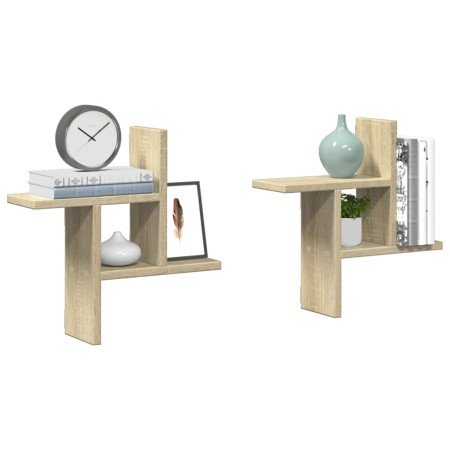 Estantes pared 2 uds madera ingeniería roble Sonoma 38x12x38 cm en Estanterías | Comprar online en Foru.es