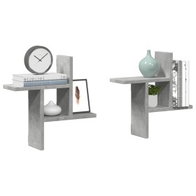 Estantes pared 2 uds madera ingeniería gris hormigón 38x12x38cm en Estanterías | Comprar online en Foru.es