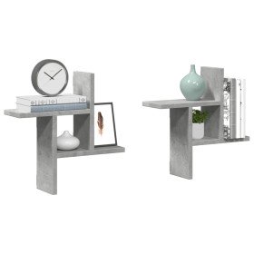 Estantes pared 2 uds madera ingeniería gris hormigón 38x12x38cm en Estanterías | Comprar online en Foru.es