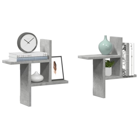 Estantes pared 2 uds madera ingeniería gris hormigón 38x12x38cm en Estanterías | Comprar online en Foru.es
