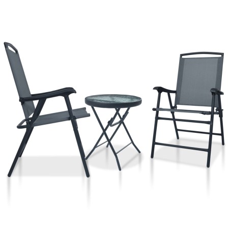 Mesa y sillas de bistró 3 piezas acero gris de vidaXL, Conjuntos de jardín - Ref: Foro24-3054571, Precio: 141,45 €, Descuento: %