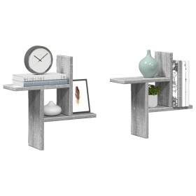 Estante de pared 2 uds madera ingeniería gris Sonoma 38x12x38cm en Estanterías | Comprar online en Foru.es