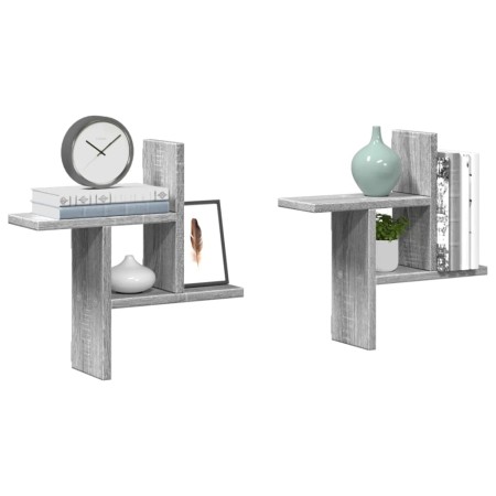 Estante de pared 2 uds madera ingeniería gris Sonoma 38x12x38cm en Estanterías | Comprar online en Foru.es