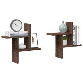 Estantes pared 2 uds madera ingeniería marrón roble 38x12x38 cm en Estanterías | Comprar online en Foru.es