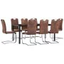 Juego de comedor 9 piezas piel de ante artificial marrón de vidaXL, muebles para cocinas y comedores - Ref: Foro24-3053125, P...