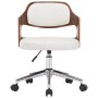 Silla oficina giratoria madera curvada cuero sintético blanco de vidaXL, Sillas de oficina - Ref: Foro24-3054849, Precio: 148...