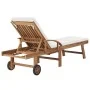 Sun loungers with cushion 2 pcs solid cream teak wood by vidaXL, Loungers - Ref: Foro24-3054633, Price: 618,24 €, Discount: %