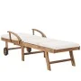 Sun loungers with cushion 2 pcs solid cream teak wood by vidaXL, Loungers - Ref: Foro24-3054633, Price: 618,24 €, Discount: %