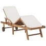 Sun loungers with cushion 2 pcs solid cream teak wood by vidaXL, Loungers - Ref: Foro24-3054633, Price: 618,24 €, Discount: %