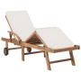 Tumbonas con cojín 2 uds madera maciza de teca crema de vidaXL, Tumbonas - Ref: Foro24-3054633, Precio: 564,77 €, Descuento: %