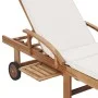 Sun loungers with cushion 2 pcs solid cream teak wood by vidaXL, Loungers - Ref: Foro24-3054633, Price: 618,24 €, Discount: %