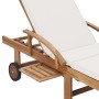Tumbonas con cojín 2 uds madera maciza de teca crema de vidaXL, Tumbonas - Ref: Foro24-3054633, Precio: 564,77 €, Descuento: %