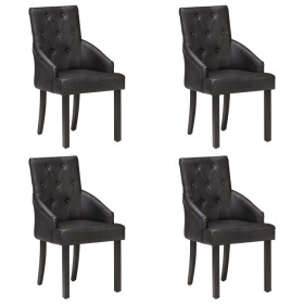 Sillas de comedor 4 unidades cuero auténtico de cabra negro de vidaXL, Sillas de comedor - Ref: Foro24-3056699, Precio: 724,4...