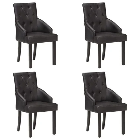 Sillas de comedor 4 unidades cuero auténtico de cabra negro de vidaXL, Sillas de comedor - Ref: Foro24-3056699, Precio: 714,5...