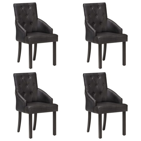 Sillas de comedor 4 unidades cuero auténtico de cabra negro de vidaXL, Sillas de comedor - Ref: Foro24-3056699, Precio: 724,4...
