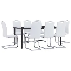 Juego de comedor 9 piezas cuero sintético blanco de vidaXL, muebles para cocinas y comedores - Ref: Foro24-3053086, Precio: 8...