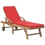 Tumbonas con cojines 2 unidades madera maciza de teca rojo de vidaXL, Tumbonas - Ref: Foro24-3054637, Precio: 469,02 €, Descu...