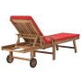 Tumbonas con cojines 2 unidades madera maciza de teca rojo de vidaXL, Tumbonas - Ref: Foro24-3054637, Precio: 471,05 €, Descu...