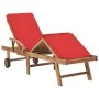 Tumbonas con cojines 2 unidades madera maciza de teca rojo de vidaXL, Tumbonas - Ref: Foro24-3054637, Precio: 469,02 €, Descu...