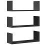 Estantes de pared 3 uds madera de ingeniería negro 58x18x18 cm en Estanterías | Comprar online en Foru.es