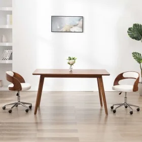 Sillas de comedor giratorias 2 uds madera curvada cuero blanco de vidaXL, Sillas de comedor - Ref: Foro24-3054911, Precio: 24...