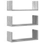 Estante de pared 3 uds madera ingeniería gris Sonoma 58x18x18cm en Estanterías | Comprar online en Foru.es