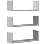 Estante de pared 3 uds madera ingeniería gris Sonoma 58x18x18cm en Estanterías | Comprar online en Foru.es