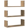 Estantes de pared 3 uds madera ingeniería artisian 58x18x18 cm en Estanterías | Comprar online en Foru.es