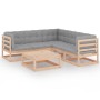 Muebles de jardín 6 piezas con cojines de madera de pino maciza en Conjuntos de jardín | Comprar online en Foru.es