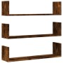 Estantes pared 3 uds madera ingeniería roble ahumado 80x18x18cm en Estanterías | Comprar online en Foru.es
