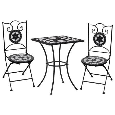Mesa y sillas de bistró 3 pzas mosaico cerámica negro y blanco de vidaXL, Conjuntos de jardín - Ref: Foro24-279414, Precio: 2...