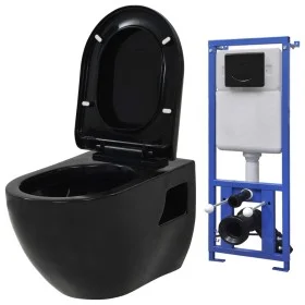 Inodoro de pared con cisterna oculta cerámica negro by vidaXL, Bathrooms - Ref: Foro24-3054479, Price: 321,71 €, Discount: %