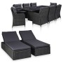Juego de comedor para jardín 11 piezas ratán sintético negro de vidaXL, Conjuntos de jardín - Ref: Foro24-3057811, Precio: 2,...