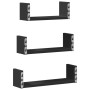 Estante de pared 3 unidades madera de ingeniería negro en Estanterías | Comprar online en Foru.es