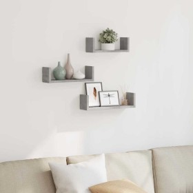 Estante de pared 3 unidades madera de ingeniería gris hormigón en Estanterías | Comprar online en Foru.es
